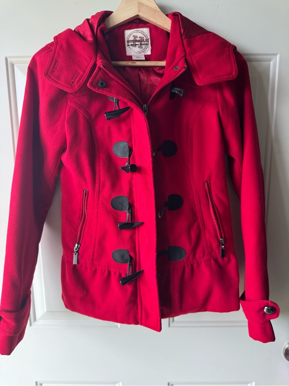 Hydraulic Women's Red Toggle Hooded Peacoat
